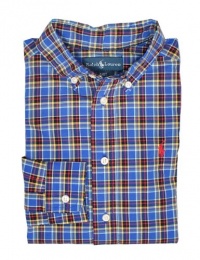 Ralph Lauren Toddler Boy's Blake Plaid Shirt (7, Blue Multi)