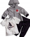 GUESS Kids Boys Baby Striped Hoodie, Tee & Pants Set, STRIPE (6/9M)