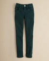 Rendered in vivid colors and allover dyes, this skinny jean puts the pop back into her everyday wardrobe.