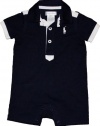 Ralph Lauren Layette Boy's Rugby Collar Athletic Shortall (3 Month, Navy)