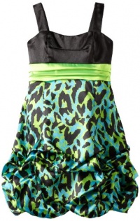 Ruby Rox Kids Girls 7-16 Leopard Pick Up Dress, Black/Lime, 16