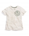 GUESS Kids Boys Slit Neck Tee with Seal on Chest, OFF WHITE (4)