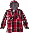 Levi's Boys 8-20 Brushed Plaid Hooded Jacket, Ruby Red, Medium