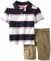 Tommy Hilfiger Boys 2-7 Carlos Stripe Polo Cargo Short 2 Piece Set, Swim Navy, 3T