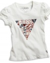 GUESS Kids Girls Little Girl Puff Sleeve Triangle Tee, WHITE (3T)