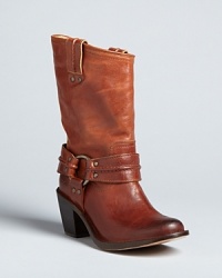 Frye bring its signature vintage Western styling into hot, moto-meets-harness booties worth getting revved up about.