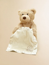 Every baby loves to play peek-a-boo and what better way to play than with this adorable bear? Little ones will giggle with delight as this beige teddy bear raises and lowers his cream-colored blanket to play a game of peek-a-boo! The bear's mouth moves as he says, Where did you go? 