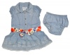 GUESS Infant Girls Denim Dress With Sash & Diaper Cover 2Pc Set (12M)