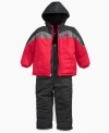 Keep him warm all winter long with this cozy snow jacket and bib set, with frost free features, from iExtreme.