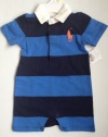 Ralph Lauren Baby Blue Rugby Big Pony Shortall Shorts, Size 3 Months