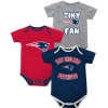 Newborn New England Patriots 3 Piece Creeper Set 0-3 Months