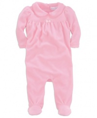 Ralph Lauren Baby Coverall, Baby Girls Velour Footed Coverall, Color: Pink, Size: 9 months