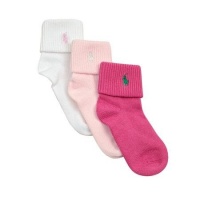 Polo Ralph Lauren girls Triple Roll socks 3pairs - 4-7 (shoe size 10-13)