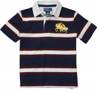 Polo Ralph Lauren Boys Dual Match Navy Striped Rugby (Small (8))