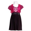 Little Girls 6X Black Fuchsia Stripe Sequin Vest Heart Fall Dress