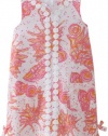 Lilly Pulitzer Girls 2-6x Little Lilly Lace Trimmed Shift Dress, Resort White Conched Out, 4