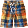 Nautica Sportswear Kids Boys 8-20 Plaid Swim Trunk, Orange, Large