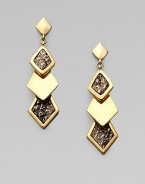 A chic design with a drop of three graduated diamond shapes. 14k goldplated white metal alloy Snake skin inlays Drop, about 2¼ Post back Made in USA 