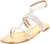 Sigerson Morrison Women's Kade Flat Sandal, Silver, 8.5 M US