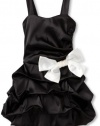 Ruby Rox Girls 7-16 Pick-Up With Drop Waist Bow, Black/Ivory, 10