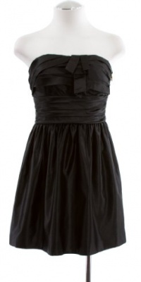 Juicy Couture Black Satin Pleated Strapless Party Dress 2