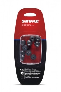 Shure EABKF1-10L Large Foam Sleeves (10 Included/5 Pair) for E3c, E4c, E5c, E500PTH, i3c, i4c & SE Earphones (Black)