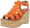 Ralph Lauren Collection Women's Chandra Wedge Sandal,Orange,7 M US