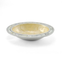 Julia Knight Classic 8-inch Oval Bowl with Mother-of-Pearl Border, Buttercream