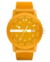 Vibrant color for the season! This casual chic unisex watch from AX Armani Exchange flaunts allover orange color.