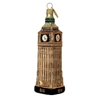 London's most famous clock tower commonly referred to as Big Ben is detailed in this ornament with touches of glitter and verdigris paint.