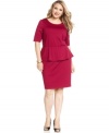 Prettify your career style with NY Collection's short sleeve plus size dress, accented by a peplum waist.