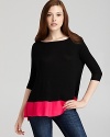 A flash of highlighter-bright color at the hem electrifies this Bailey 44 sweater for trend-perfect fall style.