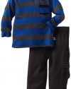 Splendid Littles Baby-Boys Newborn Charcoal Rugby Stripe Mix V-Neck Set, Royal, 3-6 Months