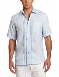 Cubavera Men's Short Sleeve Pinstripe With Embroidered Point Collar Shirt