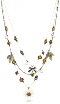 Betsey Johnson Iconic Autumn Flower and Bead Illusion Necklace