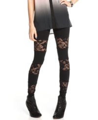 So bold, so punk: sheer lace insets add major attitude to a pair of every day leggings from Material Girl.