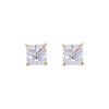 14K Yellow Gold 5mm Princess CZ Solitaire Basket Stud Earrings with Screw-back