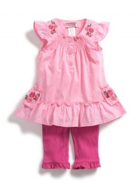 GUESS Embroidered Tunic with Leggings, PINK (12M)