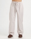 Subtle, smart stripe pattern adorns this lounge wear essential set in crisp, cool cotton.Elastic waistbandSide slash, back patch pocketsInseam, about 31CottonMachine washImported