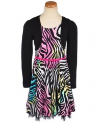 Beautees Tiger Sherbet 2-Piece Dress Set (Sizes 7 - 16) - black/pink, 8 - 10