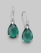 From the La Petite Collection. A brilliantly faceted green quartz teardrop in a three-prong sterling silver setting. Green quartz Sterling silver Length, about 1¼ Width, about ½ French earwires Imported 