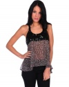 Vintage Havana Womens Leopard Sequin Top Tank - Leopard - Large