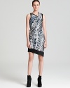 A display of true artisan style, this Helmut Lang dress features asymmetric lines and a unique pheasant print for an inimitable fall look.