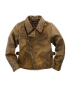 A cropped jacket combines biker-chic style and heritage details in sumptuous faded leather for a bold statement piece.