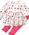 Fun and colorful dot ruffle top with ruffles by First Impressions.