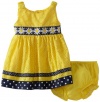 Sweet Heart Rose Baby-girls Infant Daisy Eyelet Dress, Yellow/Blue, 24 Months