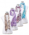 New Gradual Curves with Floral Design Viscose Scarf