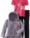 Calvin Klein Girls 2-6X Hoodie With Short Sleeve Tee And Jean, Pink, 6