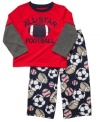 Sweet dreams. He can dream of athletic glory or awesome monster trucks in this sleepwear set from Carter's.