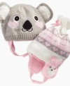 Fun fuzzy animals on these hats from First Impressions keep your little one comfy and cozy when she's playing outdoors.